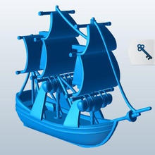 voll rrigged pinnace v1 manipuliert Schiffe seacraft bedruckbar ist lowpoly 3d print model - Mito3D