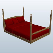 full size bed crimson sheets honey v1 furniture printable lowpoly 3d print model - Mito3D