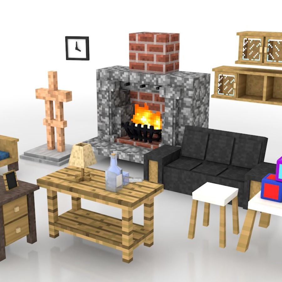 furniture pack minecraft 4d alexbroanimation cinema furnishings model 3D print model - Mito3D