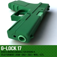 g-lock arma 17mm automática bala cerâmica csi fbi firegun g glock govinda69 bloqueio moderno pistola de plástico polícia rhino rinoceronte eua 3d print model - Mito3D