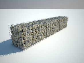gabion mur de pierre l'architecture la cage cloture écraser éléments clôture fer fil le gabione gravier paysage mig3d modèle muret réaliste rock 3d print model - Mito3D
