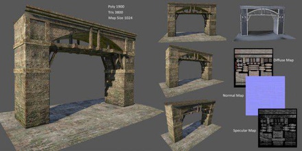 gaming asset bridge gateway gate props new assets trending low poly architecture 3d print model - Mito3D