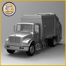garbage dump truck 4d brain car city clean collection container dust dustbin dustcart heavy industrial model recycling semi transport vehicle waste 3d print model - Mito3D