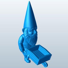 garden gnome pushing wheelbarrow v1 mythical creatures printable lowpoly 3d print model - Mito3D