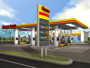 benzin istasyonu 4d mimarlık bina c4d araba sinema dolu yakıt gaz metlep model yağ pompa hizmet dükkanı mağaza yapısı araç 3d print model - Mito3D