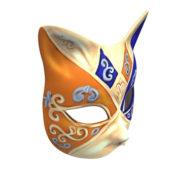 gatto rombi maschera v1 la abbigliamento stampabile lowpoly 3D print model - Mito3D