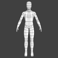 generic low-poly basemesh female anatomy base body character guys human lower male man mesh model noisychain poly quad simple 3d print model - Mito3D