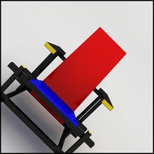 gerrit thomas rietveld red & blue Stuhl 3d blau design designer Einrichtung Möbel Haushalt ide Industrie Innenraum plus rot sitzen studios Holz gelb 3d print model - Mito3D