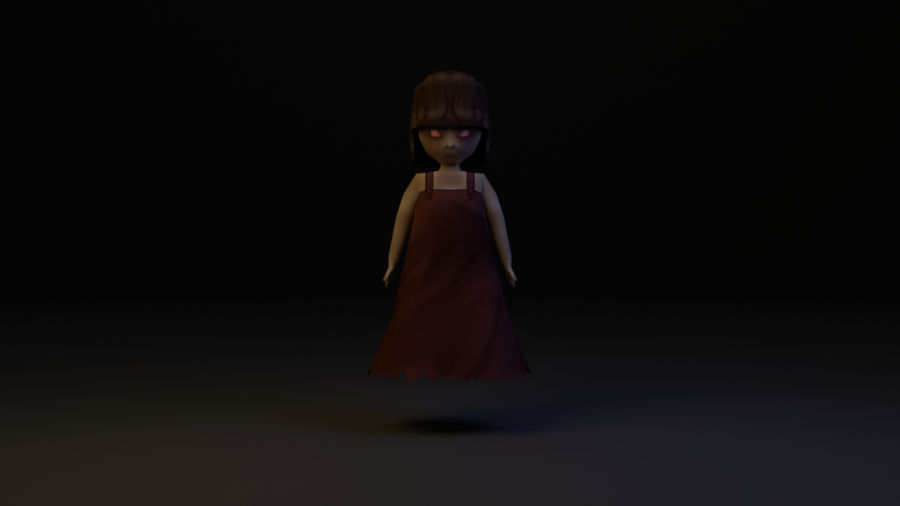 ghost girl assets character chibi creepy cute game lekso lower lowpoly model poly scary unity 3D print model - Mito3D