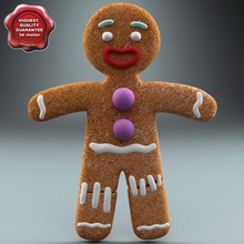 gingerbread man statik 3d molier ekmek şeker karakter Noel kurabiye gıda zencefil zencefilli gingy tatil temalı insan adam model kardan kış xmas 3d print model - Mito3D