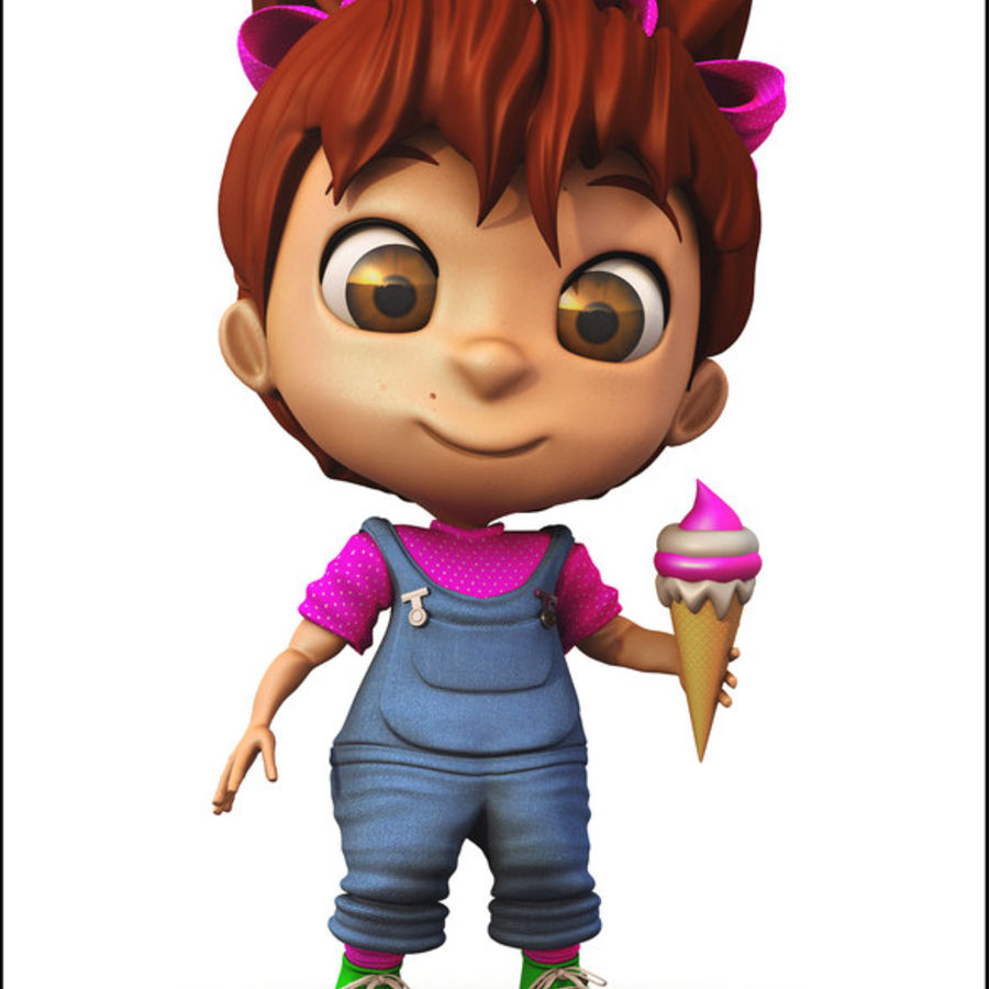 girl character cartoon v1 3d animaton baby child cute fantasy female fur game hair human kid lovely male marc maya model mons people rig role student toon woman young 3D print model - Mito3D