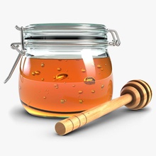 Glas Honig dipper 1 Flasche Frühstück können dessert Essen Einrichtung gold jarred Küche Flüssigkeit Modell shiva3d stick klebrig süß Geschirr Holz 3d print model - Mito3D
