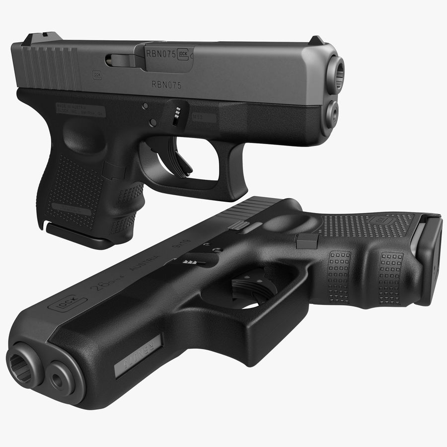 glock 26 in schwarz 3d 3d-molier 9mm Armee automatische zivile gun Handfeuerwaffe international Magazin max Militär Modell Pistole realistisch sind semi schützen Soldat Kleinwagen vray Krieg Waffe 3D print model - Mito3D