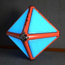 glowing worn metal octahedron alien artifact cube display electronic electronics glow industrial light model presenter scyrus technic 3d print model - Mito3D