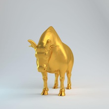 oro bull v1 3dbleader africa animale art grande corrida di vitello carica mucca farm d'oro cavallo modello la scultura lucido statua 3d print model - Mito3D