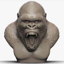 gorila jefe enojado 3d animal ape el cabeza de la tierra los mamíferos modelo modeler3dcom modelnature primates 3d print model - Mito3D
