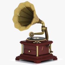 gramófono de antigüedades dibujos animados clásico en el disco mobiliario muebles juego elementos la máquina modelo musical original fonógrafo registro grabadora equipo música juguete vintage viny virtualhorizonstudio voz 3d print model - Mito3D