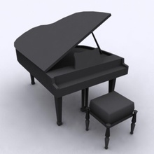 grand piano antique chair furnishings furniture instrument interior keyboard music musical musician noise ojam old room sound stool symphony 3d print model - Mito3D