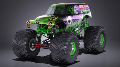 grave digger monster truck american car classic custom detail diger famous hipoly icon race retro sport squir usa winner 3d print model - Mito3D