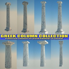 greek column collection 3d ancient antique architecture athens capital classic corinthian decor decorative doric elements ionic model old det pillar roman set 3d print model - Mito3D