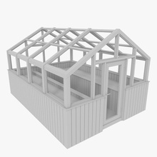 serra due architettura edificio giardino in verde a effetto casa modello nido d'infanzia vecchio planthouse pot capannone struttura symmetria3d legno 3d print model - Mito3D