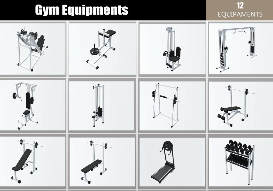 attrezzature da palestra technogym architettura moto corpo bodybuilder il crossover dumbell elementi elvair le l'esercizio fisico fitness interni ascensore più in basso modello poli scena set sport supin con treno peso di allenamento 3D print model - Mito3D