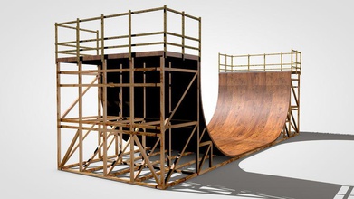 half pipe 4d bmx board c4d cinema cinema4d extreme fabiovalle3d freestyle halfpipe long model parking piping ramp skate skateboard sport structure wood 3d print model - Mito3D