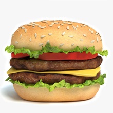 hamburger abramsdesign la viande de bœuf bun burger fromage cheeseburger cuits rapide les aliments grill laitue mcdonalds modèle out patty un sandwich tomate 3d print model - Mito3D