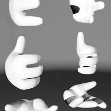 de la mano cómic gestos anatomía animación cuerpo hueso dibujos animados carácter las extremidades dedo guantes humanos modelo vitocorleone 3d print model - Mito3D
