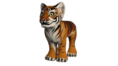 dipinto a mano della tigre 3d animale baby cartone animato cat le creature critter felino giungla gattino mammifero modello la texture toon twiesner wild 3d print model - Mito3D