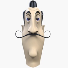 tête caricature dessinée 3d de l'animation l'anime la dessin animé caractère l'œil visage drôle les gars l'homme le kid sexe masculin modèle moustache newlc vieux personnes personne personnage stylisé toon tte tv 3d print model - Mito3D