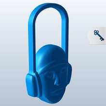 head listening headphones v1 doorknob hanger decorations printable lowpoly 3d print model - Mito3D