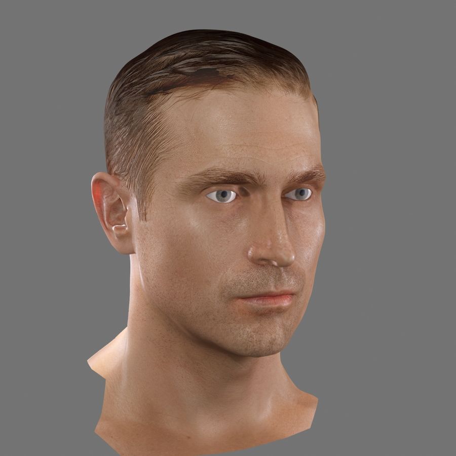 testa maschile - game ready glen l'anatomia base corpo carattere occhio faccia gioco ragazzi harris umana più in basso maschio uomo mesh modello persone poli pronto rig 3D print model - Mito3D