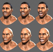 3 baş erkek Afrika 3d afro Amerikan siyah karakter yüz oyun gen go6obo6o çocuklar yüksek insan daha düşük adam model morph gelecek insanlar ağır poly kalite hazır hedefler doku 3d print model - Mito3D