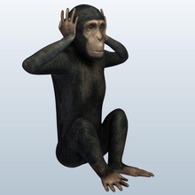 hear no evil monkey v2 animals printable lowpoly 3d print model - Mito3D