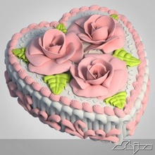 heart shaped cake 3d anniversary baked birthday candy celebration dessert food holiday ice love model party pastry pie romantic shiva3d sweet valentine vray 3d print model - Mito3D