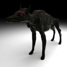 le molosse animal baskerville de la bête noir canine cereberus caractère l'église les démons diable chien folklore grim chiens chasse ignitelab modèle monstre paranormal surnaturel 3d print model - Mito3D