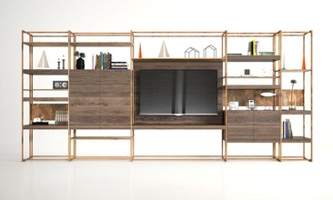 henge cage-c bookshelf brass c cabinet cage furnishings furniture iniakick model shelving sideboard stand storage tv 3d print model - Mito3D