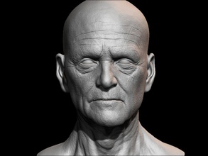 hoch detaillierte olde Kerl Gesicht uv-low-poly 3d ajkjk2 Anatomie Körper Charakter detail Jungs Kopf Mensch niedrigere Männlich Mann Modell poly uv 3d print model - Mito3D