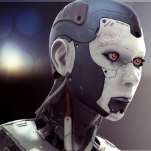 yüksek poli dişi robot kafa android büstü karakter cyborg elektrik yüz kadın hayalet kız zor baş insan Bayan model optinium poly robotec Robotik heykeltraşlık kabuk yüzey 3d print model - Mito3D