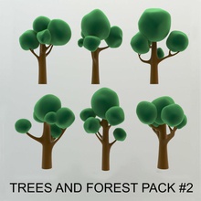 high quality cartoon trees forest pack 2 ab-pack ab character cheap choro3d exterior fantasy green leaf lower lowpoly model nature parking plant poly toon tree vegetation 3d print model - Mito3D
