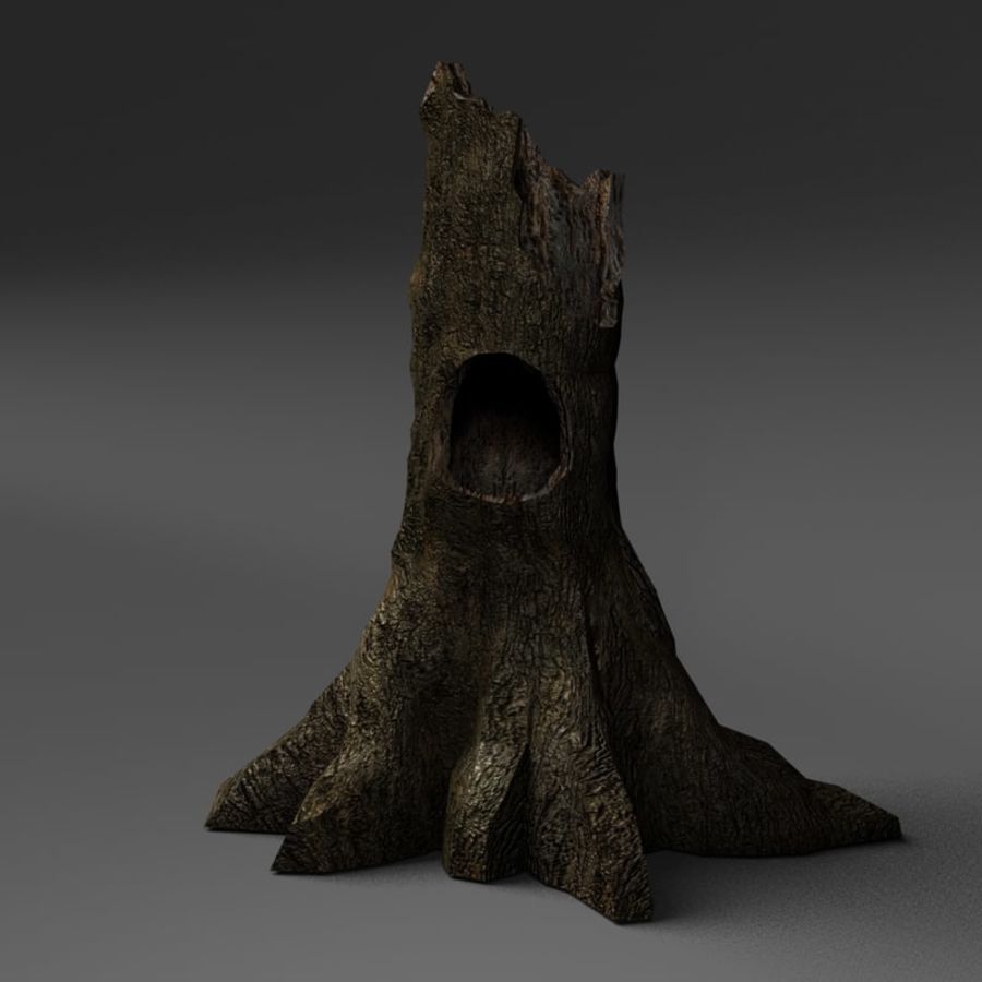 hollow fallen tree stump aircamp branch dead deep fall forest fungus growing growth hole log model nature old plant rotted rotten small spooky timber wood 3D print model - Mito3D