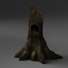 hollow fallen tree stump aircamp branch dead deep fall forest fungus growing growth hole log model nature old plant rotted rotten small spooky timber wood 3d print model - Mito3D