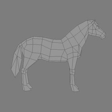 caballo baja poligonal animal juego inferior de los mamíferos modelo zoo m 3d print model - Mito3D