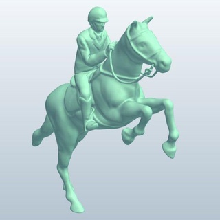 Pferd Reiter Springen v1 warmes Blut Fahrer Pose Tiere druckbar Lowpoly 3d print model - Mito3D