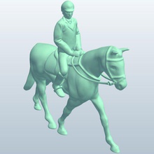 horseandrider trot v1 warmblood horse rider trotting pose animals printable lowpoly 3d print model - Mito3D