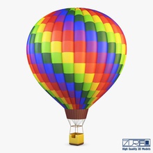 hot air balloon v 1 aircraft airplane airship baloon basket blimp exterme flight fly hotair rainbow sky transport travel vehicle zeppelin zurel 3d print model - Mito3D