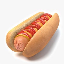 perro caliente 2 abramsdesign bun rápido fastfood de alimentos hotdog almuerzo la carne modelo sándwich merienda 3d print model - Mito3D