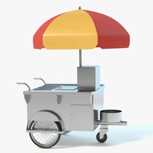hotdog arabası abramsdesign sepeti köpek hızlı fastfood gıda sıcak kiosk mobil model satış dur mağaza sokak araç 3d print model - Mito3D