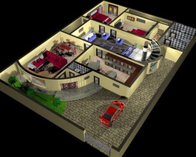 casa plano de design interiores em 3d a o interior arquitetura 3d print model - Mito3D